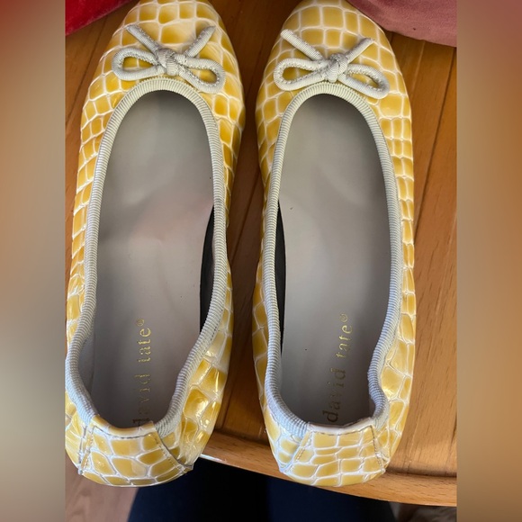 David Tate Glow Bone Leather Croc Print Ballet Flats 9M - Picture 4 of 5